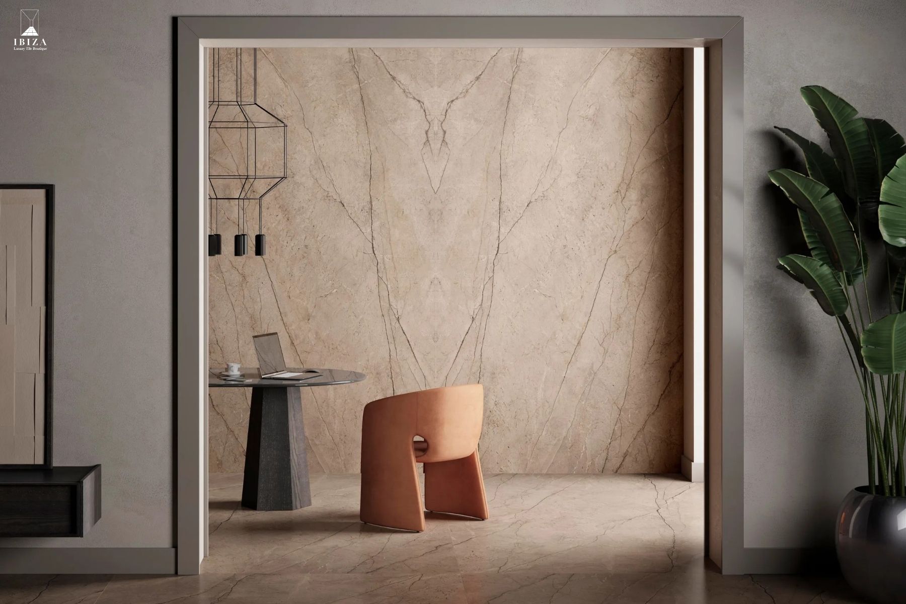 大板磚,造型牆,玄關端景牆,餐廳造型牆,居家美學,室內設計,石紋磁磚,仿石材,對花處理,豪宅設計