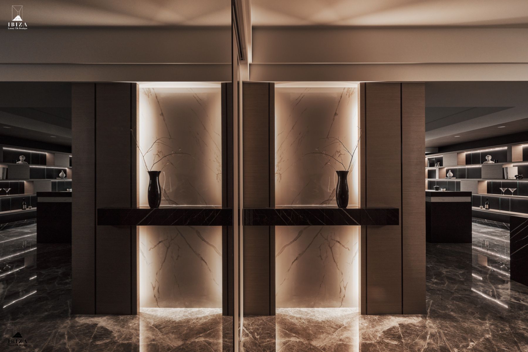 大板磚,造型牆,玄關端景牆,餐廳造型牆,居家美學,室內設計,石紋磁磚,仿石材,對花處理,豪宅設計