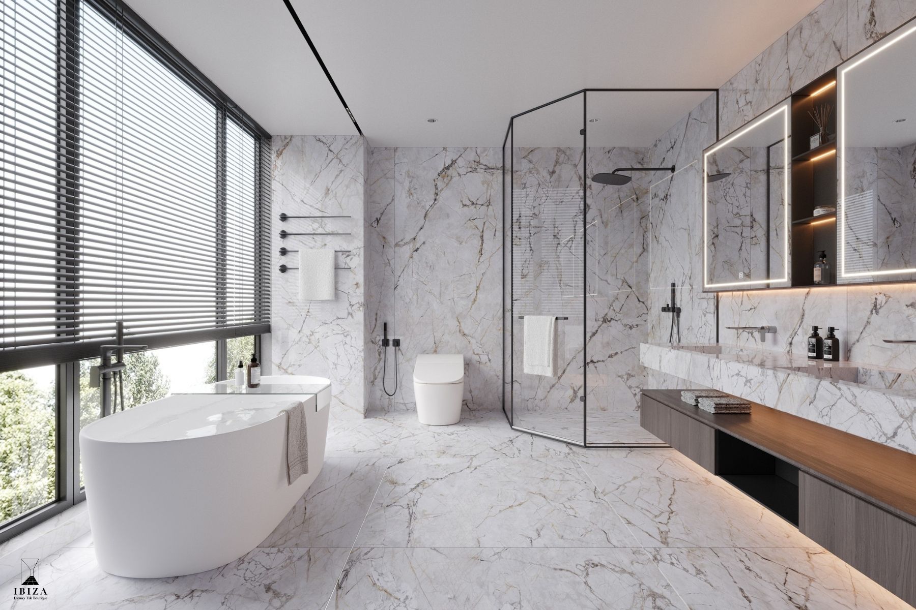 大板磚,大尺碼磁磚,白色石紋磁磚,石紋大板磚,衛浴設計,衛浴裝修,浴室地坪,牆面材料