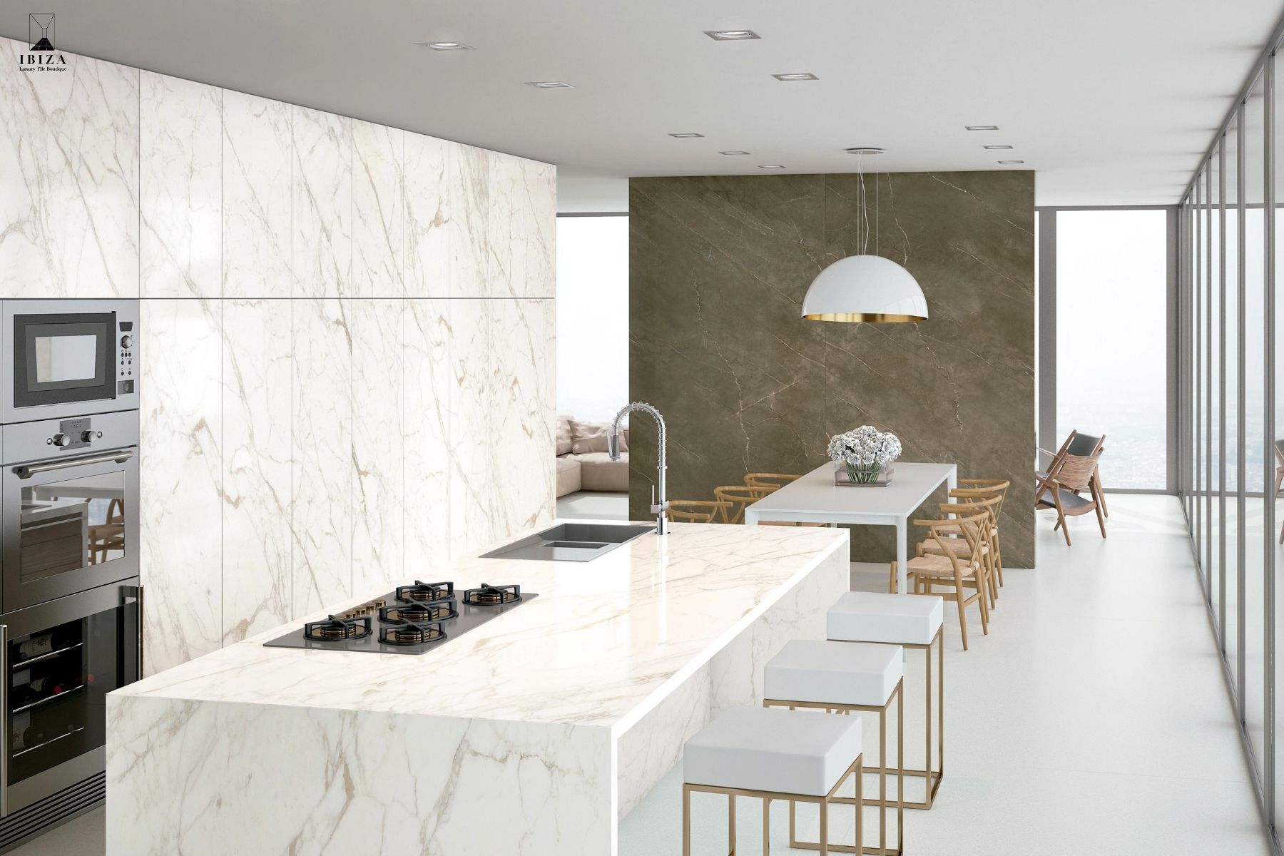 大板磚 vs 大理石,大板磚優缺點,大理石吃色怎麼辦,電視牆建材推薦,大理石保養費用,磁磚縫隙清潔,廚房中島耐熱材料,浴室無接縫設計,石材美容拋光